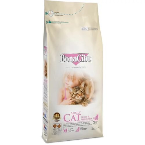 Bonacibo Cat 5kg Light és Sterilized Csirke, Szardella, Rák + Rizs száraztáp