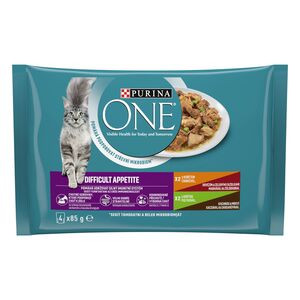 Purina One DIFFICULT APPETITE Csirkével és Pulykával alutasakos macskaeledel 4x85g