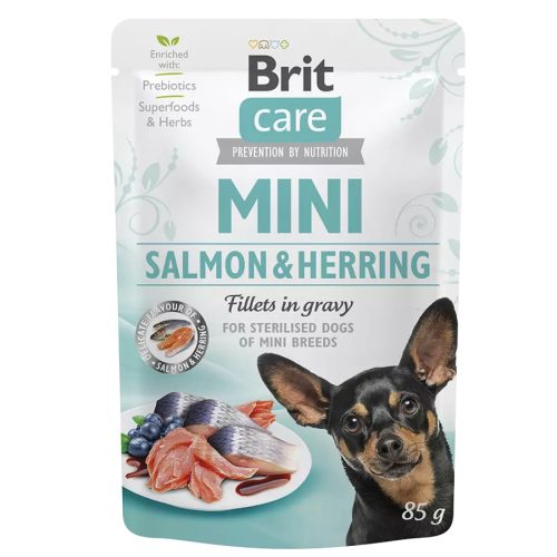 Brit Care Mini Salmon&Herring Sterilised Fillets Szószban 85g