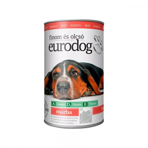 Euro Dog kutyakonzerv 1240g Marhával